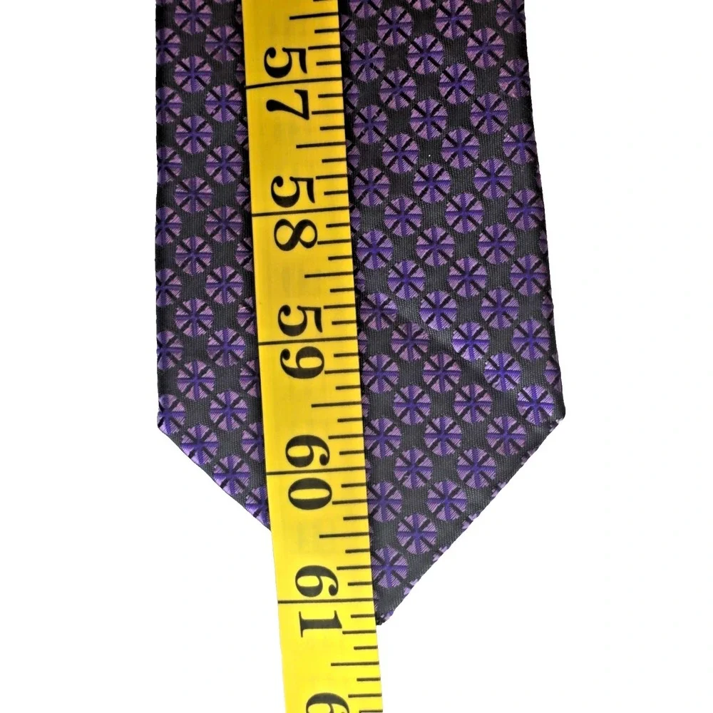 Coogi Violet Black Geometric Tie Polyester Bold Designer Dress 61.2 x 3.1 Art - Picture 5 of 6